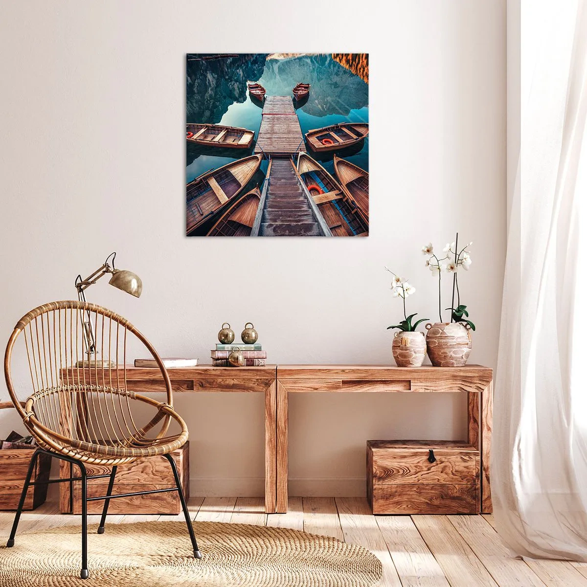 Obraz na płótnie - Czekam na przystani - 70x70 cm