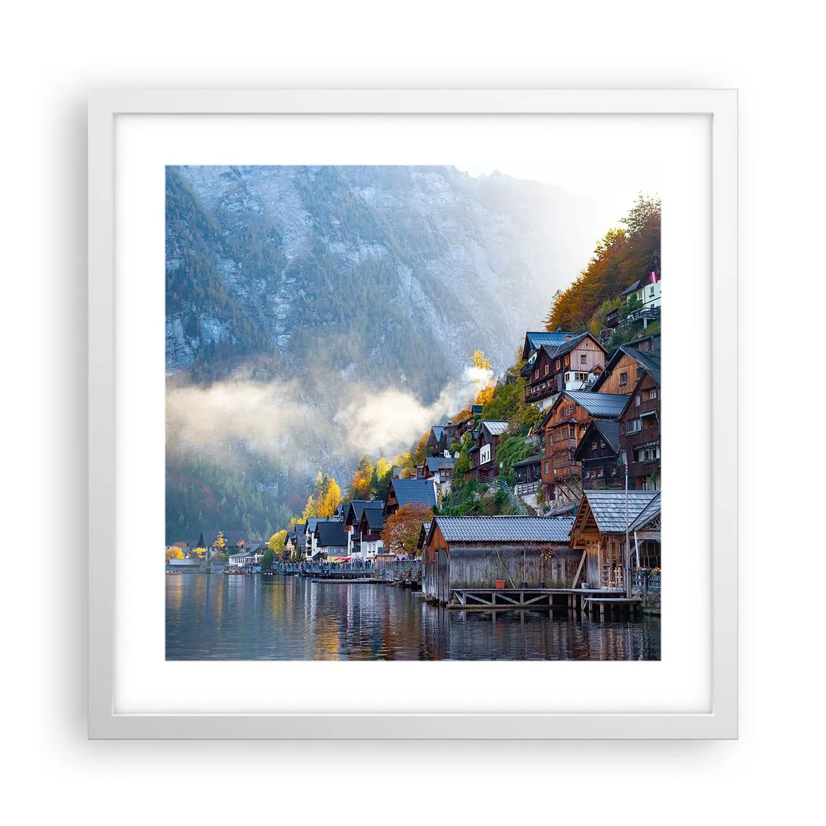 Plakat w białej ramie - Alpejskie klimaty - 40x40 cm