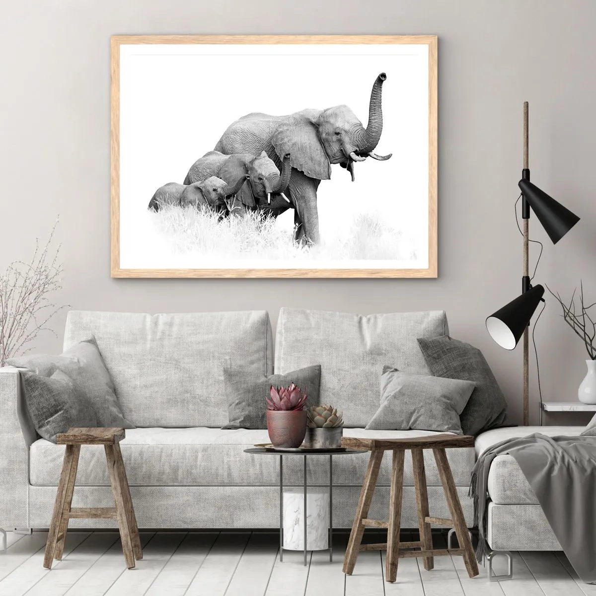 Plakat w ramie jasny dąb - Raz, dwa, trzy - 50x40 cm