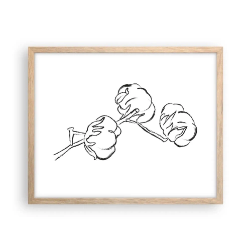 Plakat w ramie jasny dąb - Bawełniany puch - 50x40 cm