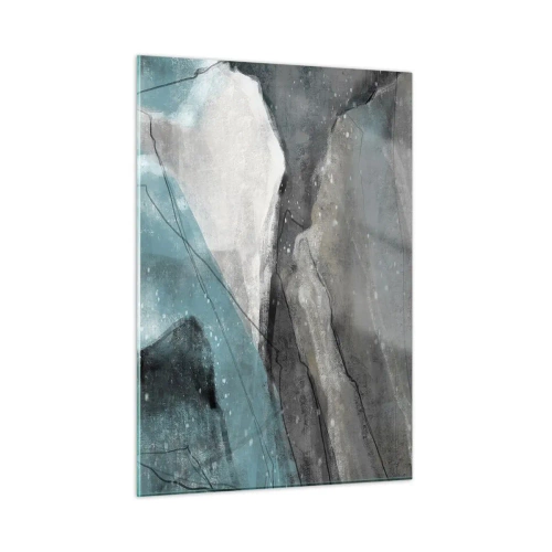 Obraz na szkle - Abstrakcyjne ujęcie skał i lodu w chłodnej palecie barw - 50x70cm - Abstrakcja: skały i lód - Nowoczesna dekoracja ścienna do salonu, kuchni i sypialni ARTTOR
