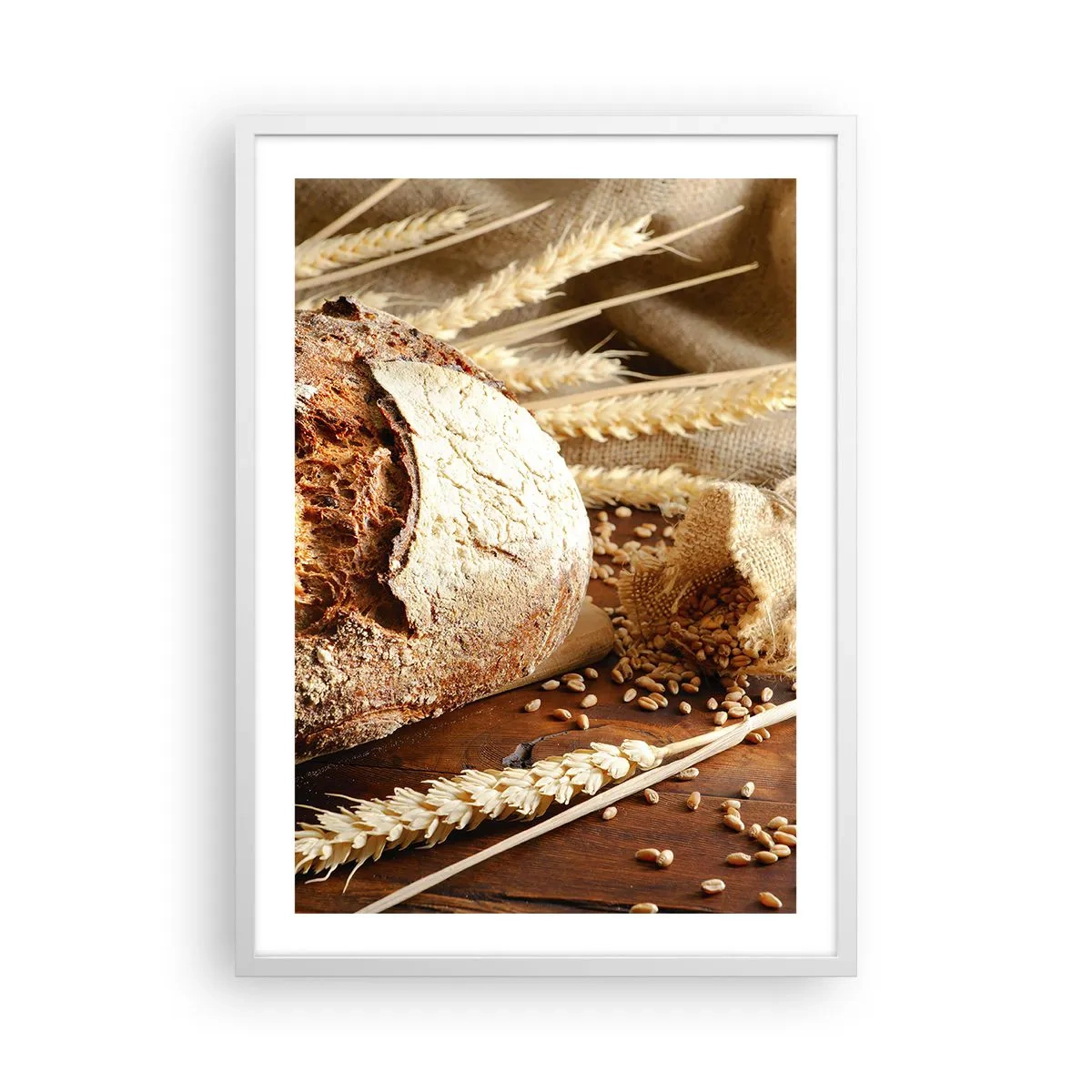 Plakat w białej ramie - Apetyczny, wonny, chrupiący - 50x70 cm