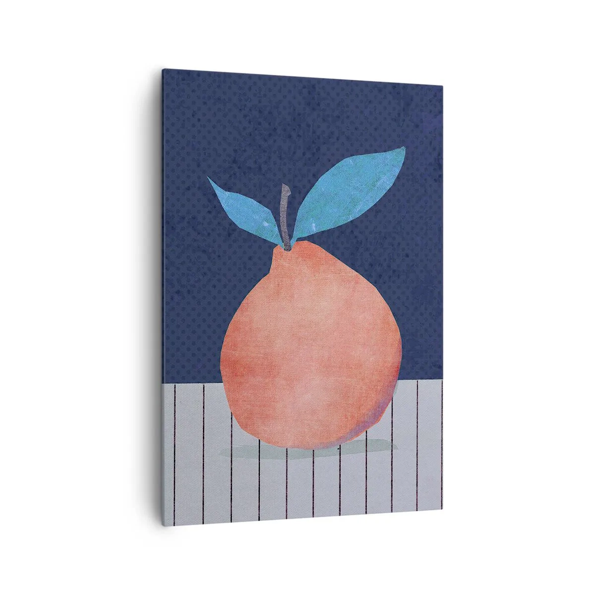 Obraz na płótnie - Abstrakcyjny owoc na tle kontrastowych kolorów i prostych linii - 70x100cm - Wypukłość i płaszczyzna - Nowoczesna dekoracja ścienna do salonu i sypialni ARTTOR