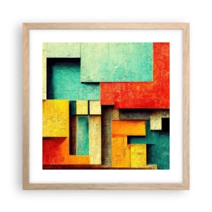 Plakat w ramie jasny dąb - Festiwal kątów prostych - 40x40 cm