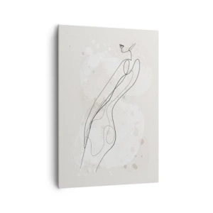 Obraz na płótnie - Subtelny szkic sylwetki w minimalistycznym stylu - 70x100cm - Pobłądzić spojrzeniem - Nowoczesna dekoracja ścienna do salonu i sypialni ARTTOR