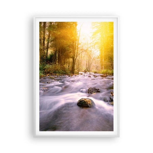 Plakat w białej ramie - Malachit w srebrno-złotej oprawie - 70x100 cm