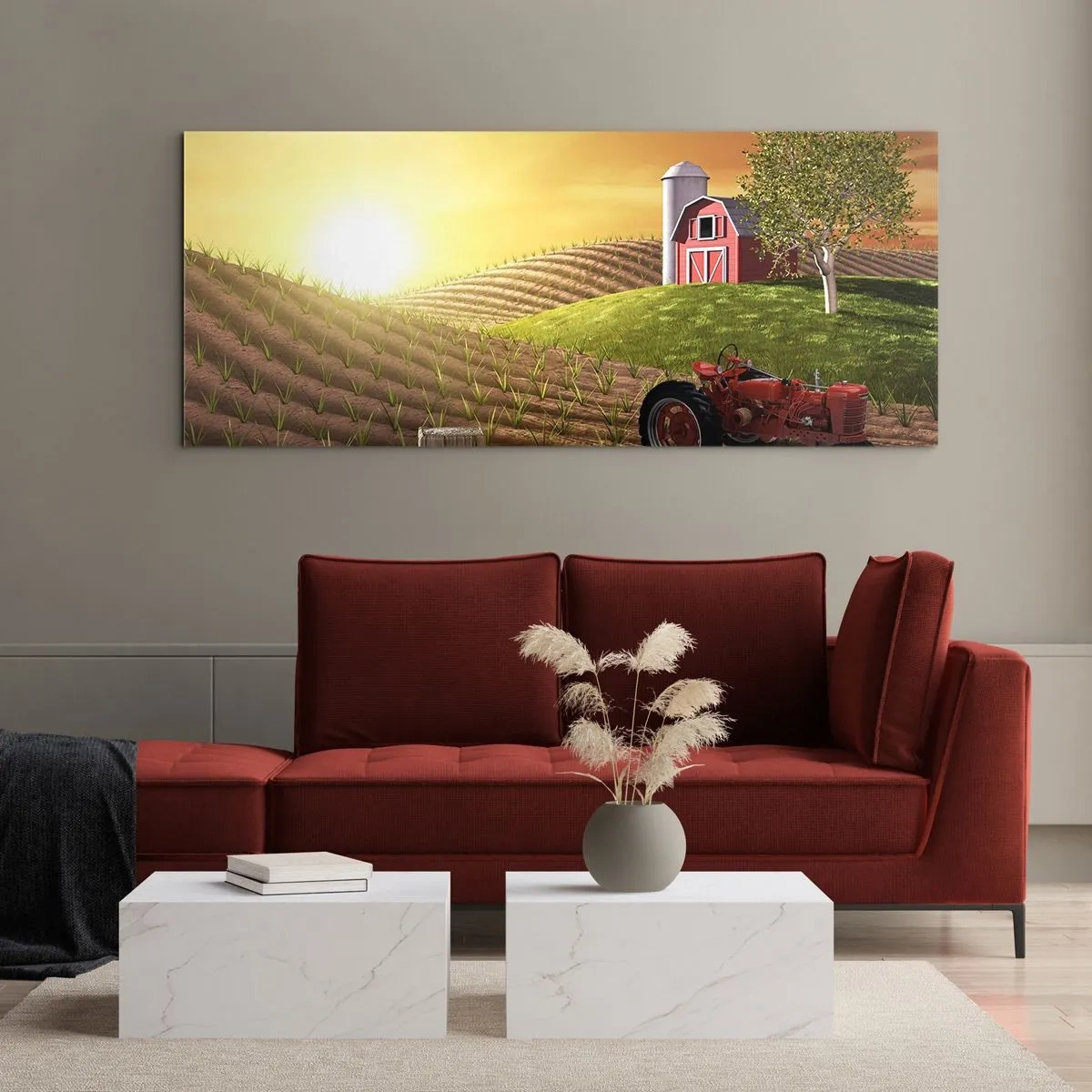 Obraz na szkle - Farma jak z bajki - 90x30 cm