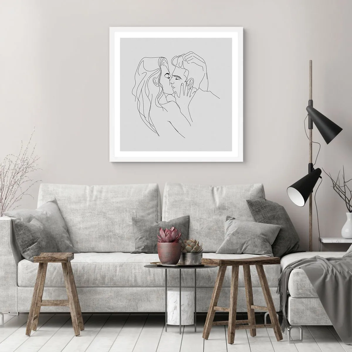 Plakat w białej ramie - Tą samą kreską - 40x40 cm