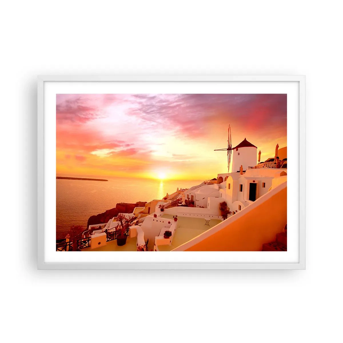 Plakat w białej ramie - Rozpłynąć się w bieli i złocie - 70x50 cm