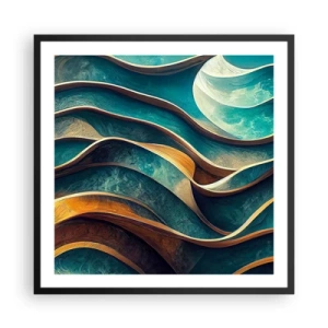 Plakat w czarnej ramie - Meandry błękitu - 60x60 cm