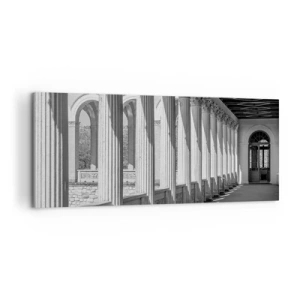 Obraz na płótnie - Kolumnada w klasycznym stylu w czerni i bieli - 120x50cm - Słoneczna arkada - Nowoczesna dekoracja ścienna do salonu i sypialni ARTTOR