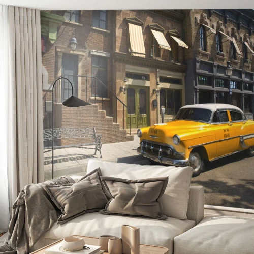 Fototapeta Standard Eco - Dawno temu w Ameryce - Miasto, Taxi, Nowy Jork - 250x175 cm