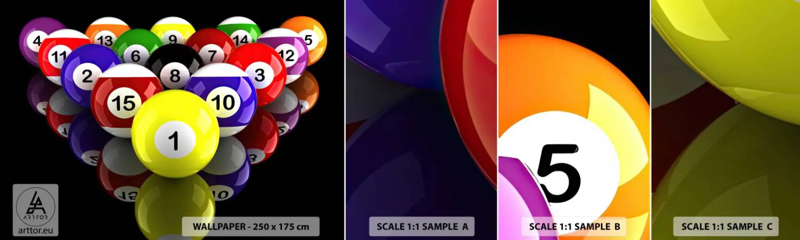 Fototapeta Próbka Standard Eco - Różne barwy gry - Sport, Bilard, Kule Bilardowe - 100x30 cm