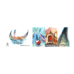 Fototapeta Próbka Samoprzylepna Deluxe Sticker - Płyniemy przez miasto - Abstrakcja, Wenecja, Most - 100x30 cm