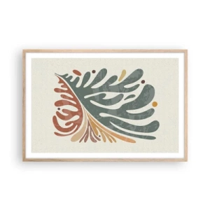 Plakat w ramie jasny dąb - Wielobarwny liść - 91x61 cm