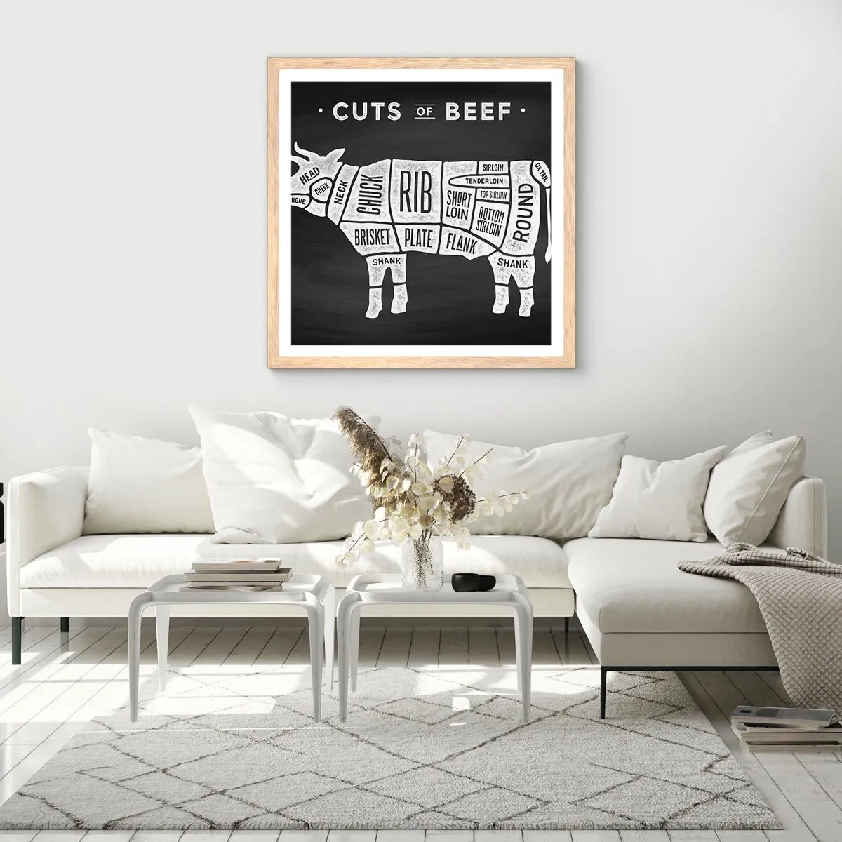 Plakat w ramie jasny dąb - Elementarz masarza - 50x50 cm