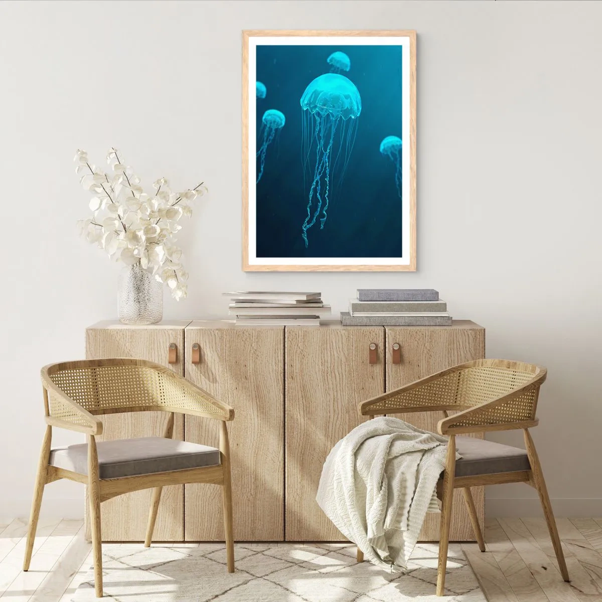 Plakat w ramie jasny dąb - Oceaniczny taniec - 40x50 cm