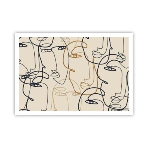 Plakat - Minimalistyczne twarze w stylu line art na jasnym tle - 100x70cm - Portret zwielokrotniony - Nowoczesna dekoracja ścienna do salonu i sypialni ARTTOR