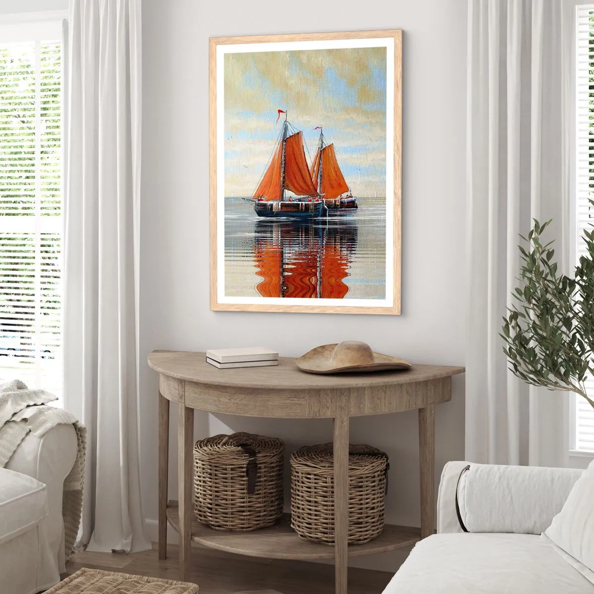 Plakat w ramie jasny dąb - Hej, żeglujże, żeglarzu… - 70x100 cm