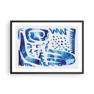 Plakat w czarnej ramie - Abstrakcyjny wzór w odcieniach niebieskiego - 70x50cm - Powrót do korzeni - Nowoczesna dekoracja ścienna do salonu i sypialni ARTTOR