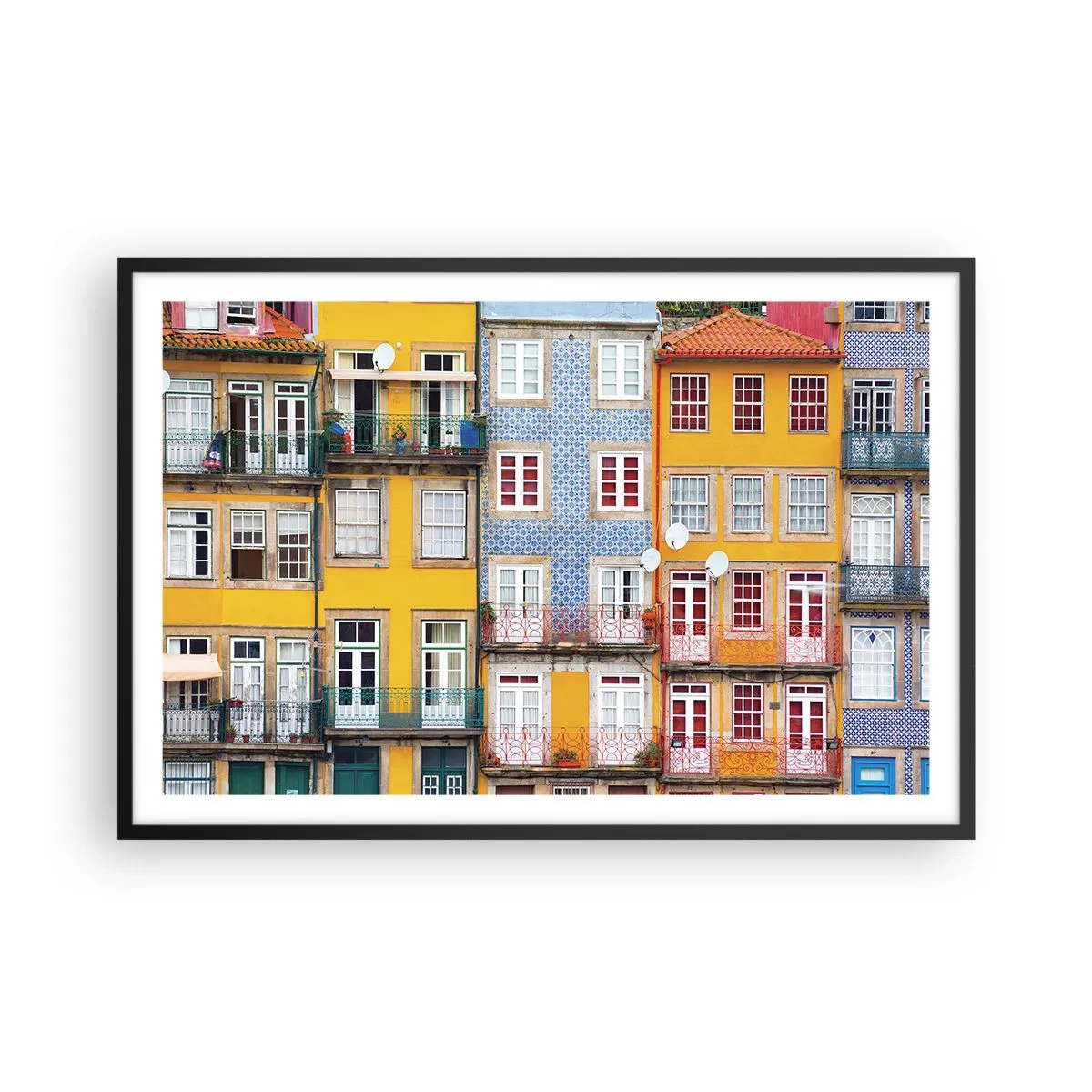 Plakat w czarnej ramie - Barwy starego miasta - 91x61 cm