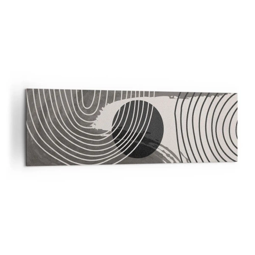 Obraz na płótnie - Geometryczne linie i owale w monochromatycznych odcieniach - 160x50cm - Owal zwycięża - Nowoczesna dekoracja ścienna do salonu i sypialni ARTTOR