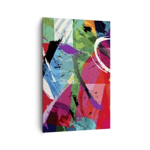 Obraz na płótnie - Kolorowa abstrakcja z dynamicznymi pociągnięciami pędzla - 80x120cm - Szybko, żywo i skocznie - Nowoczesna dekoracja ścienna do salonu i sypialni ARTTOR