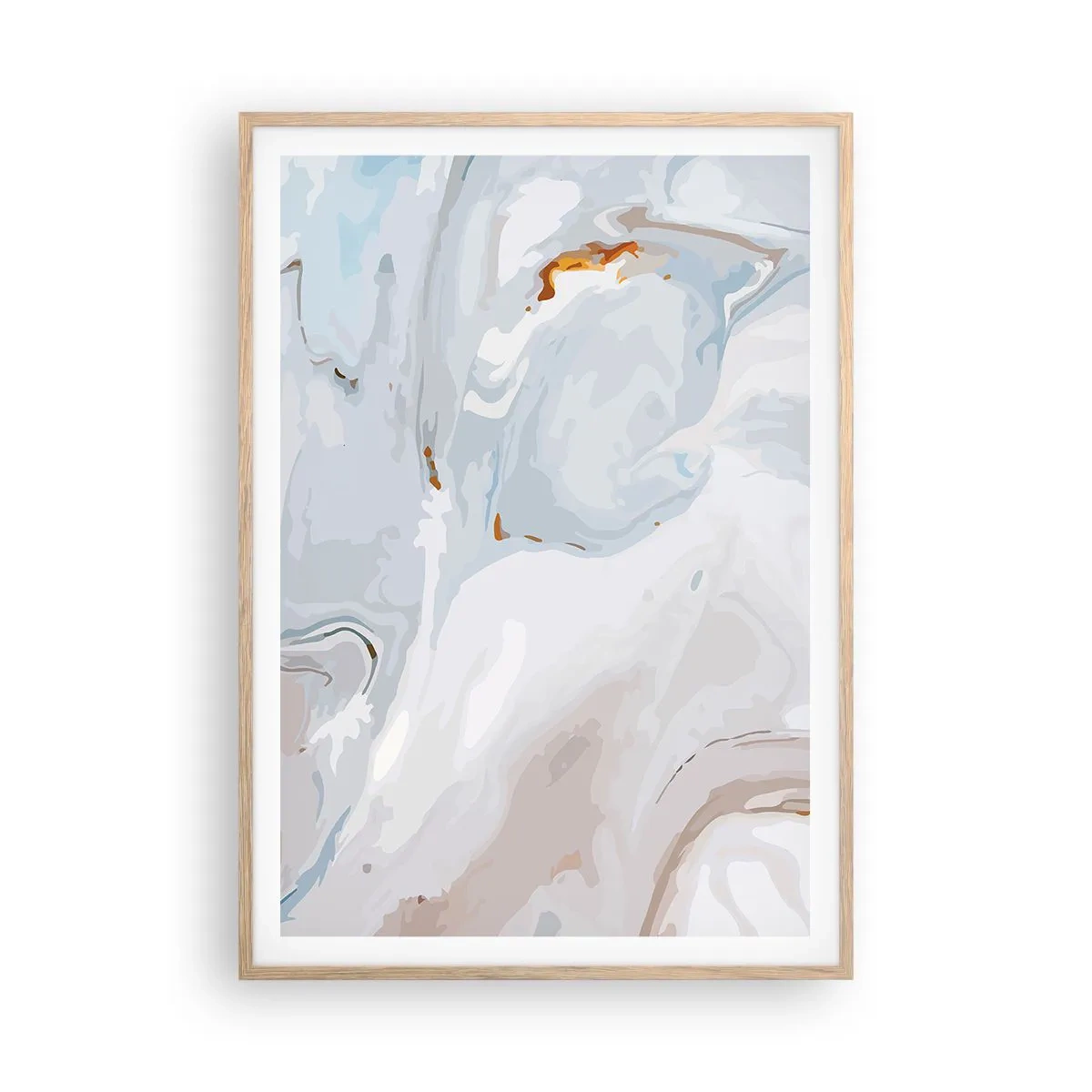 Plakat w ramie jasny dąb - Biel wypiętrzona - 70x100 cm