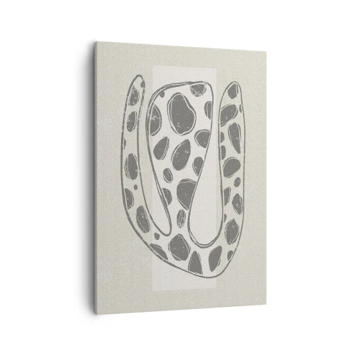 Obraz na płótnie - Abstrakcyjna organiczna forma z plamami w odcieniach szarości - 50x70cm - Przedziwne stworzenie - Nowoczesna dekoracja ścienna do salonu, kuchni i sypialni ARTTOR