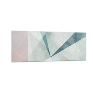 Obraz na szkle - Geometryczne kształty w pastelowych odcieniach błękitu i szarości - 140x50cm - Spokojnie choć dynamicznie - Nowoczesna dekoracja ścienna do salonu i sypialni ARTTOR