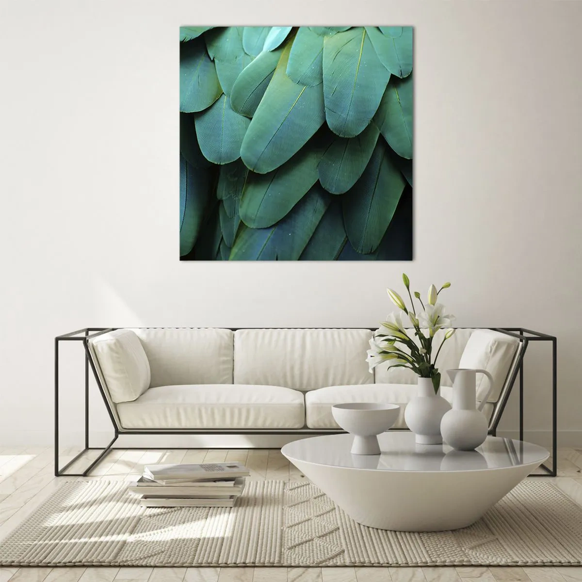 Obraz na szkle - Precyzja papuziej natury - 40x40 cm