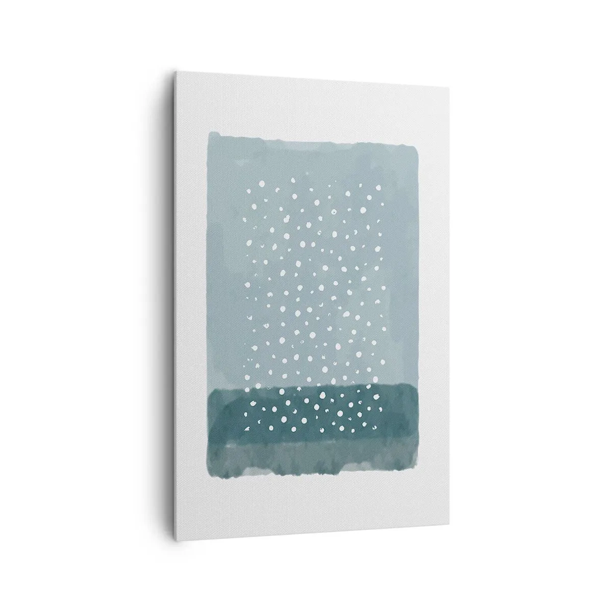 Obraz na płótnie - Minimalistyczny obraz w odcieniach błękitu z kropkami - 80x120cm - Wyrosłe na błękicie - Nowoczesna dekoracja ścienna do salonu i sypialni ARTTOR