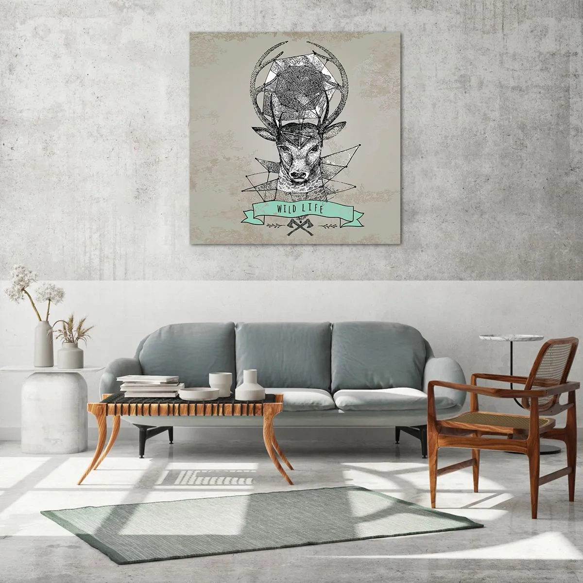 Obraz na szkle - Widzenie św. Hubertusa - 70x70 cm