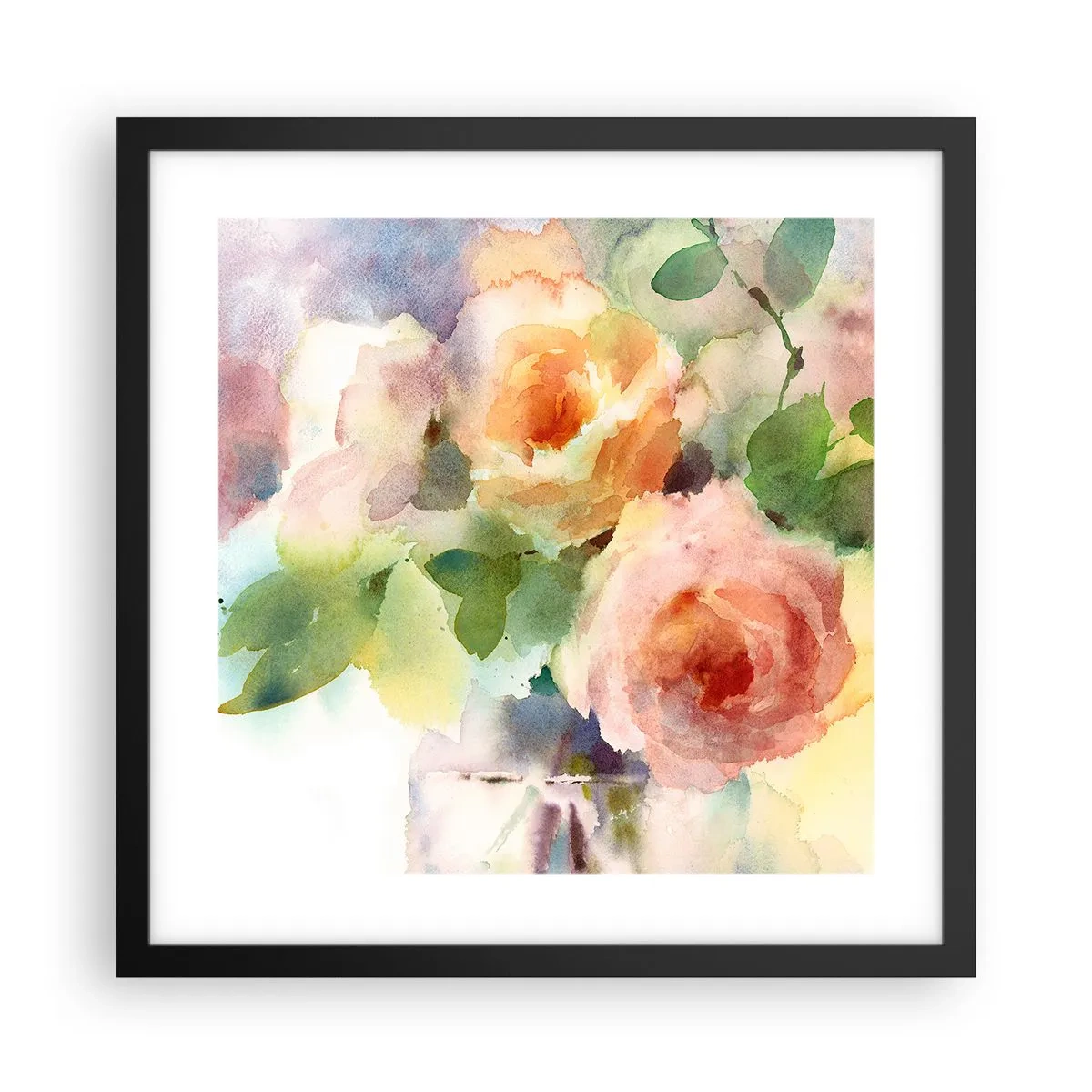 Plakat w czarnej ramie - Delikatne jak akwarela - 40x40 cm