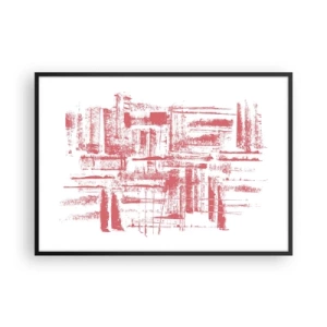 Plakat w czarnej ramie - Abstrakcyjne różowe tekstury na białym tle - 100x70cm - Czerwone miasto - Nowoczesna dekoracja ścienna do salonu i sypialni ARTTOR