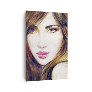 Obraz na płótnie - Portret kobiety w malarskim stylu - 80x120cm - Grosik za twoje myśli - Nowoczesna dekoracja ścienna do salonu i sypialni ARTTOR