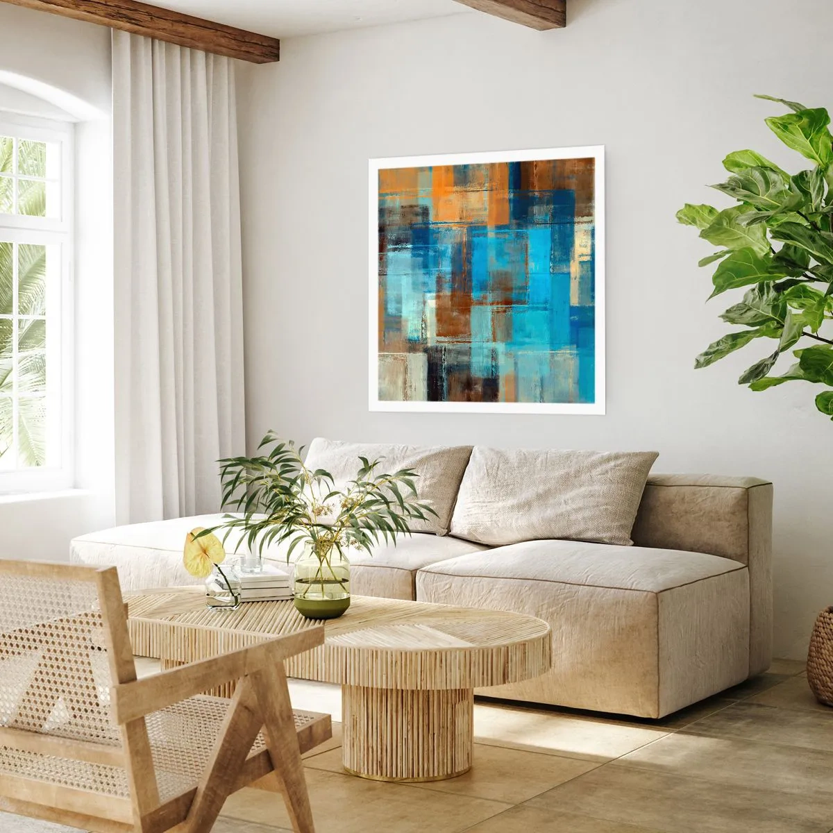 Plakat - Przez błękitną zasłonę - 40x40 cm