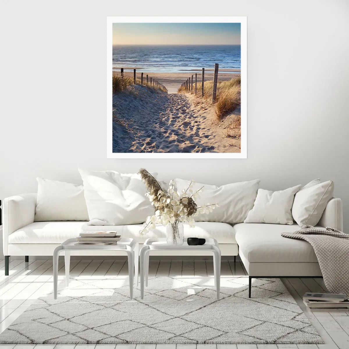 Plakat - Morza szum, ptaków śpiew, dzika plaża pośród traw… - 30x30 cm
