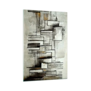 Obraz na szkle - Abstrakcyjne prostokąty w odcieniach szarości i czerni - 80x120cm - Siła prostoty - Nowoczesna dekoracja ścienna do salonu i sypialni ARTTOR