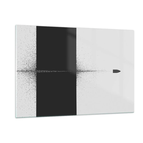 Obraz na szkle - Abstrakcyjna kompozycja czerni i bieli z dynamiczną kreską - 120x80cm - Prosto do celu - Nowoczesna dekoracja ścienna do salonu, kuchni i sypialni ARTTOR