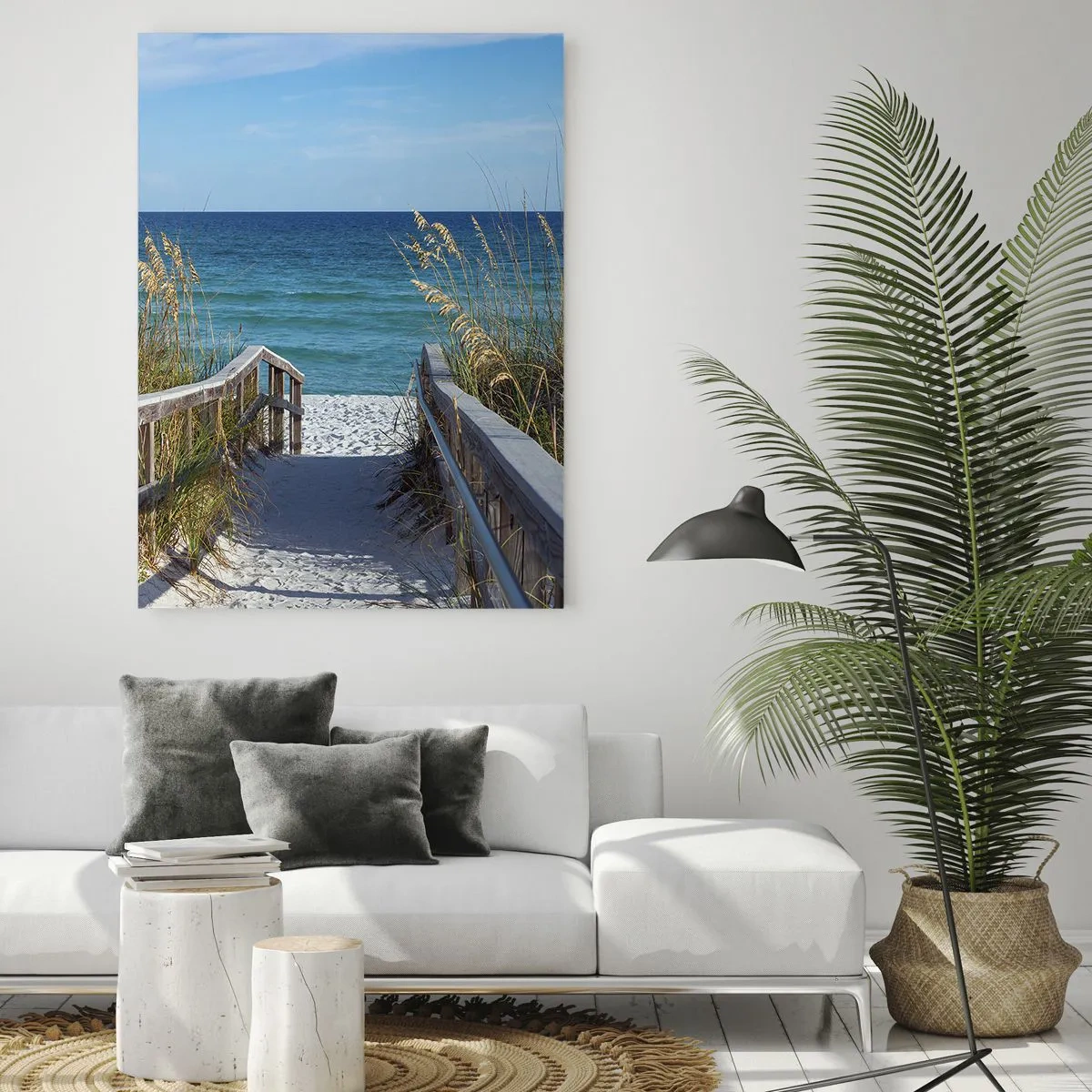 Obraz na szkle - Ścieżka na plażę z widokiem na morze - 50x70cm - W słońcu, na wietrze - Nowoczesna dekoracja ścienna do salonu, kuchni i sypialni ARTTOR