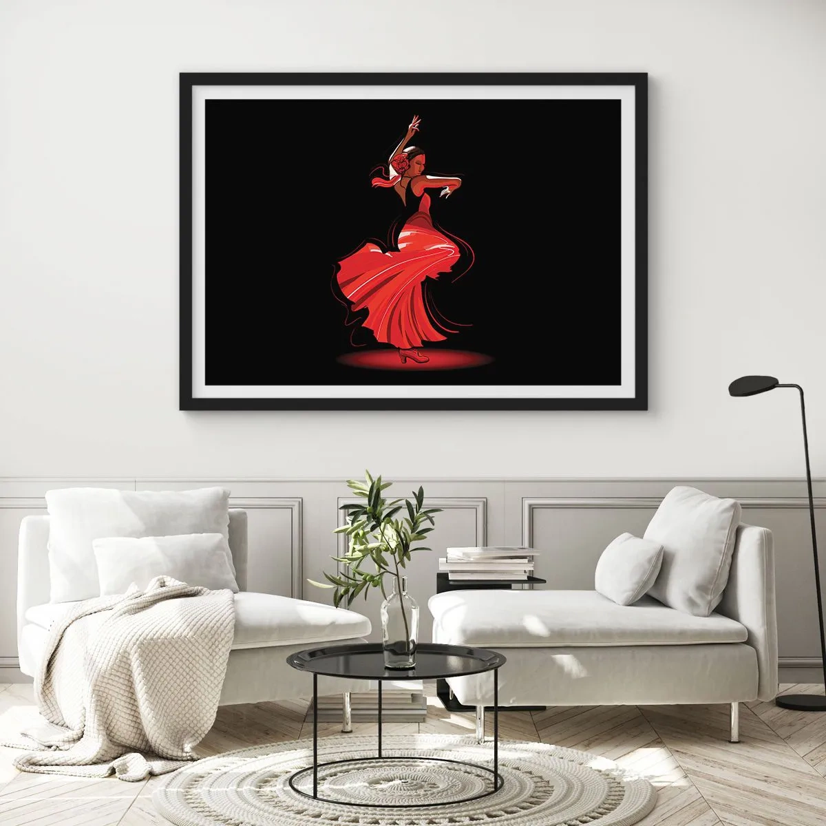 Plakat w czarnej ramie - Ognisty duch flamenco - 50x40 cm