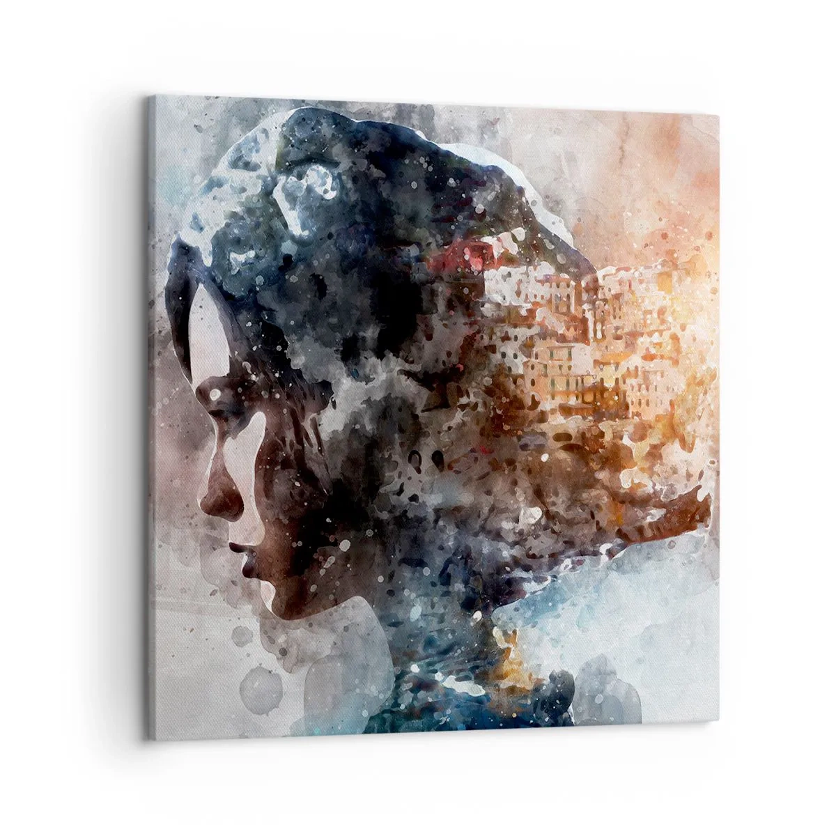 Obraz na płótnie - Opowieść o dziewczynie z miastem w tle - 50x50 cm