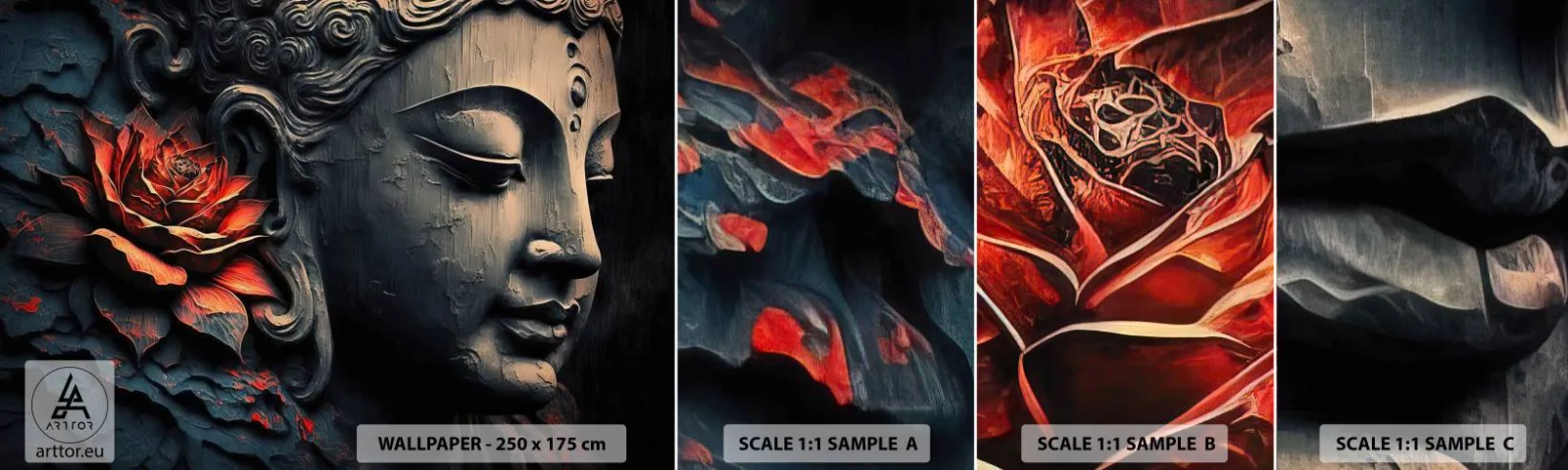 Fototapeta Próbka Samoprzylepna Deluxe Sticker - W zgodzie ze światem - Budda, Indie, Medytacja - 100x30 cm