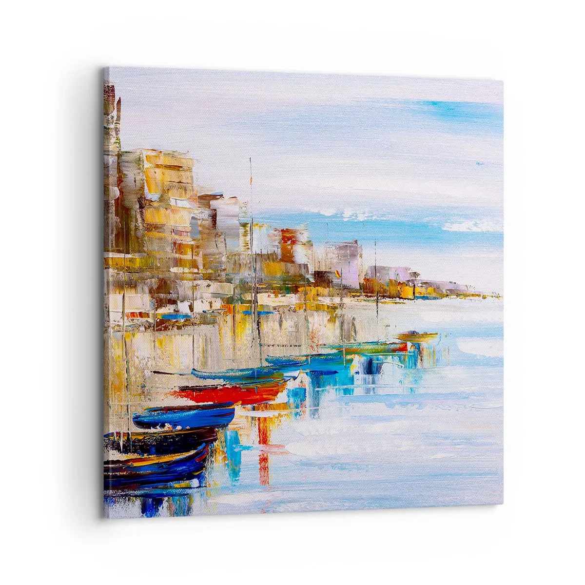 Obraz na płótnie - Wielobarwna miejska przystań - 60x60 cm
