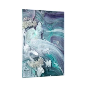 Obraz na szkle - Abstrakcyjne wiry w odcieniach błękitu i bieli - 80x120cm - Nurty błękitu - Nowoczesna dekoracja ścienna do salonu i sypialni ARTTOR