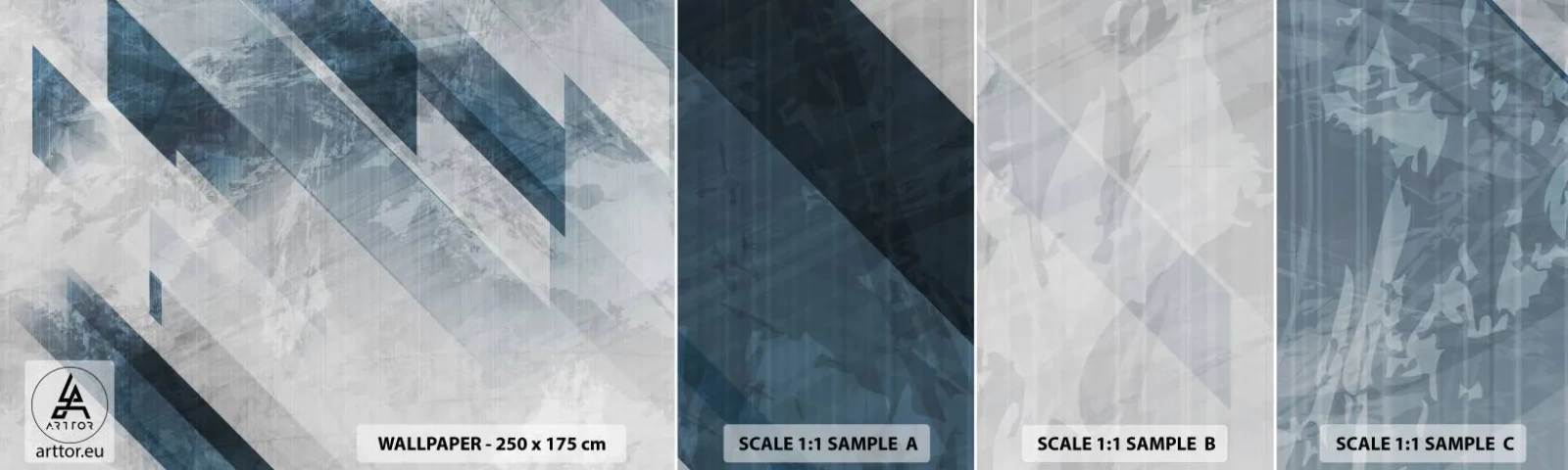 Fototapeta Próbka Samoprzylepna Deluxe Sticker - Kompozycja przestrzenna – ruch szarości - Abstrakcja, Sztuka, Nowoczesny Wzór - 100x30 cm