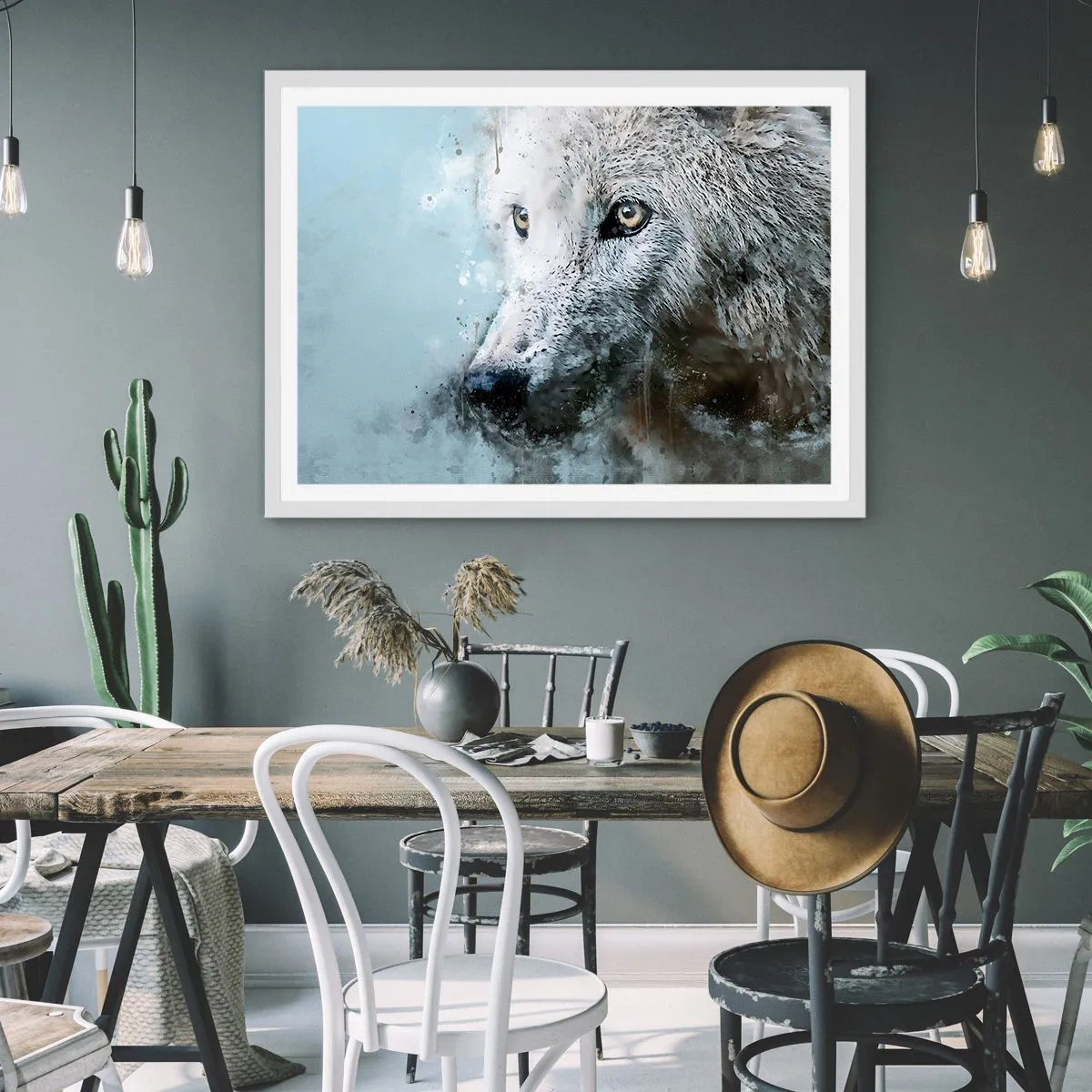 Plakat w białej ramie - Poznaj wilczą duszę - 70x50 cm