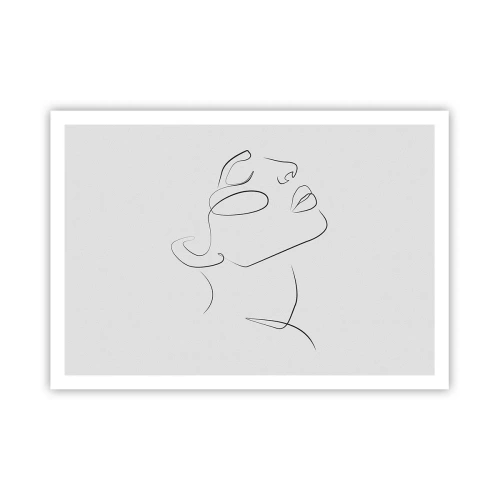 Plakat - Minimalistyczny szkic kobiecej twarzy w profilu - 100x70cm - Meandry marzenia - Nowoczesna dekoracja ścienna do salonu i sypialni ARTTOR