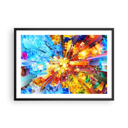 Plakat w czarnej ramie - Dynamiczna eksplozja barw i światła - 70x50cm - In medias res - Nowoczesna dekoracja ścienna do salonu i sypialni ARTTOR